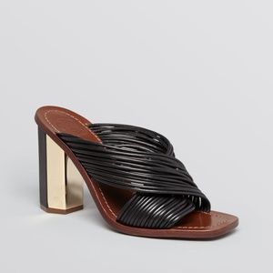 Tory Burch Geo Mule Black & Gold Slide Sandal 6.5M